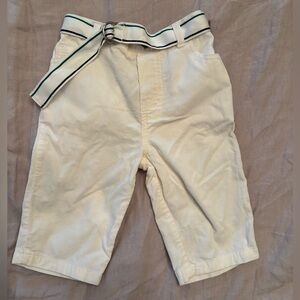 Ralph Lauren Cream Corduroy Baby Pants with Striped Belt / Size 9M
